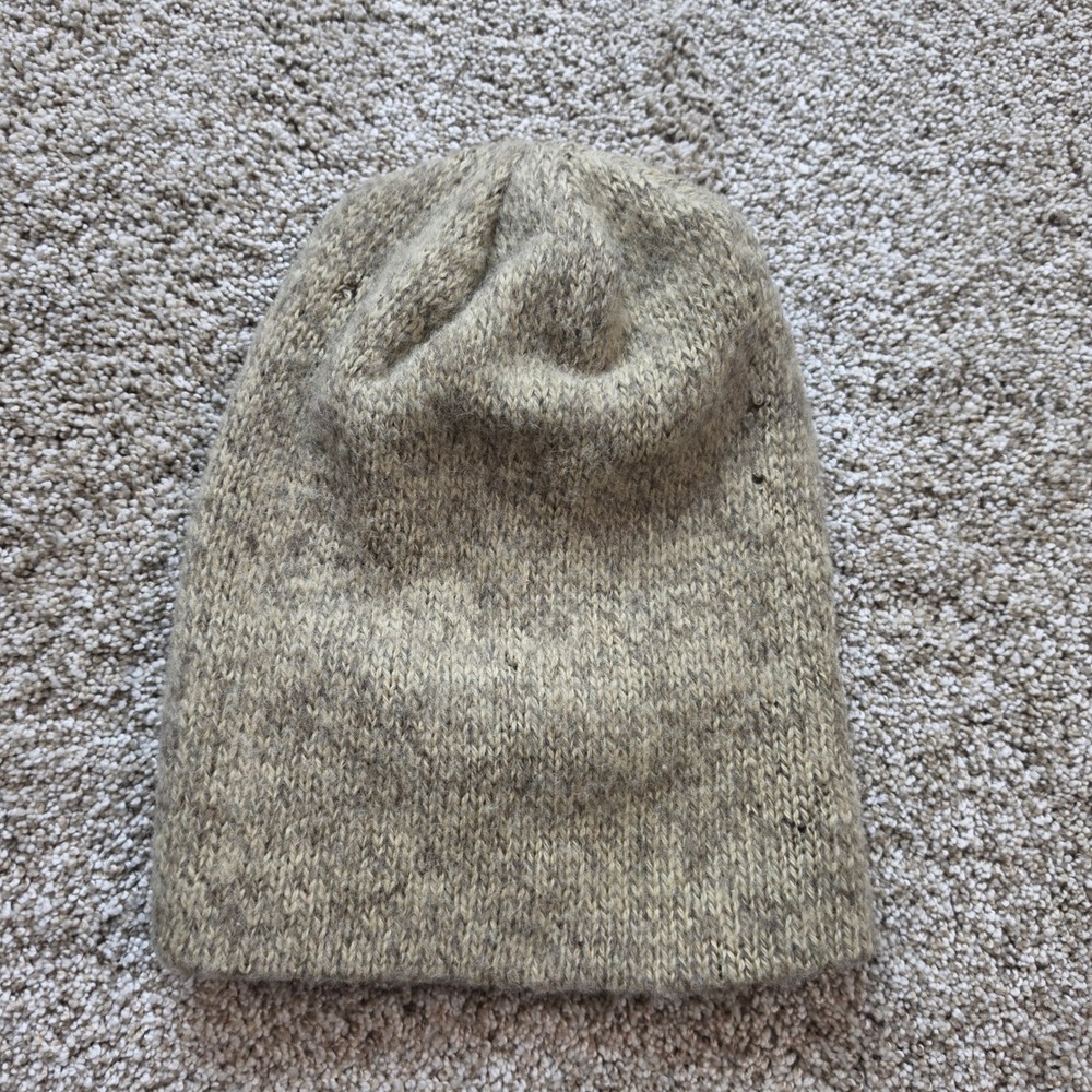 VINTAGE Pendleton Beanie Mens OS Virgin Wool Knit Hat Beige Gorpcore USA Made